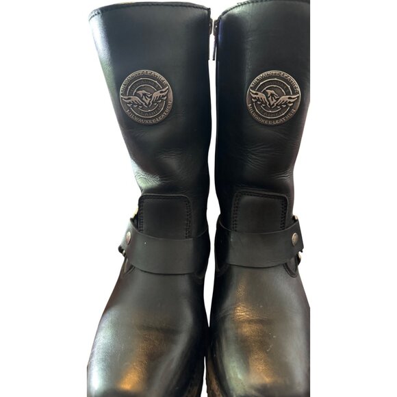Milwaukee Leather Women's Black Genuine Leather Riding Boots Size 6 . - Picture 10 of 15